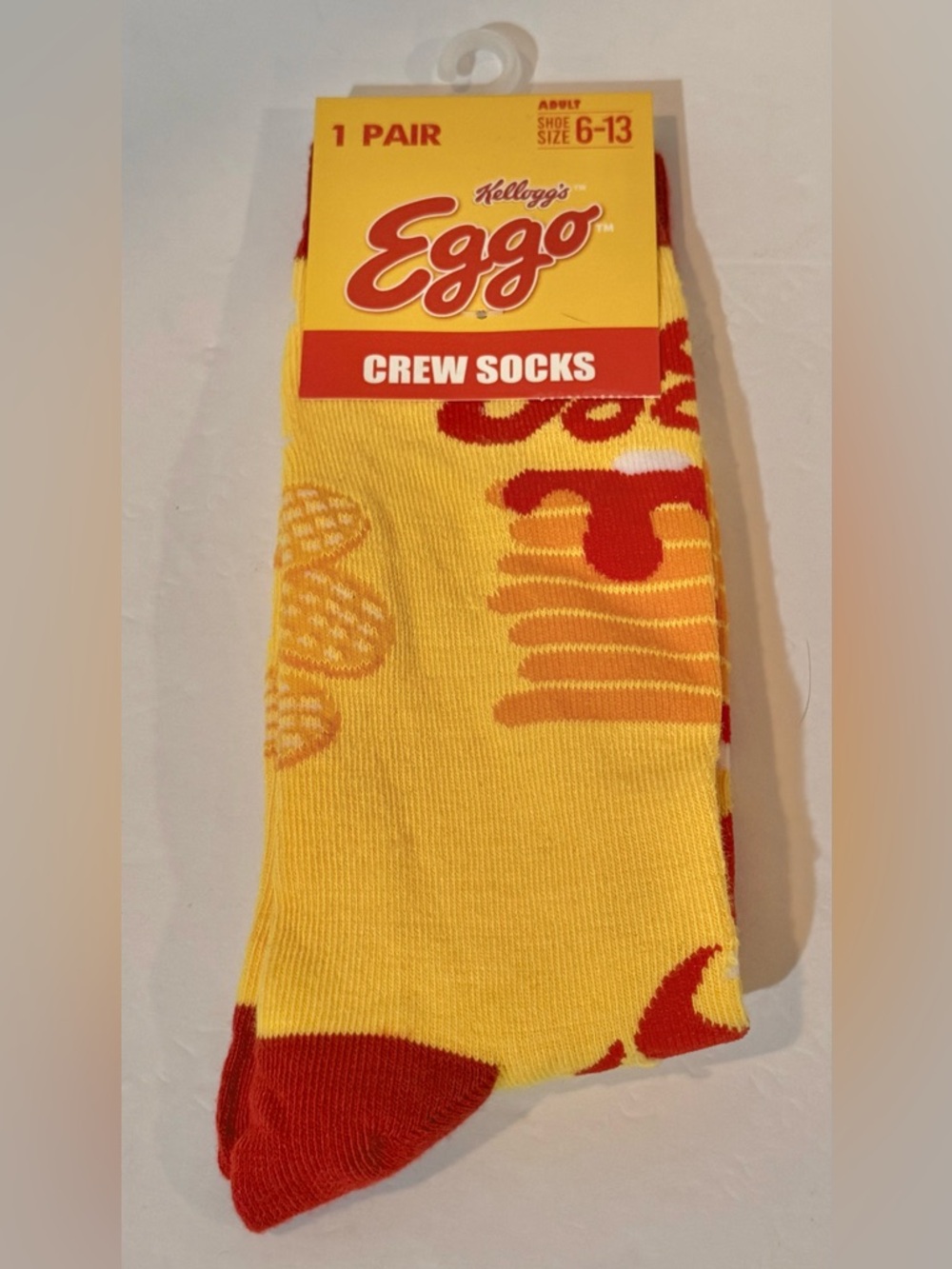 Novelty Adult Eggo Crew Socks Shoe Size 6-13 BNWT
